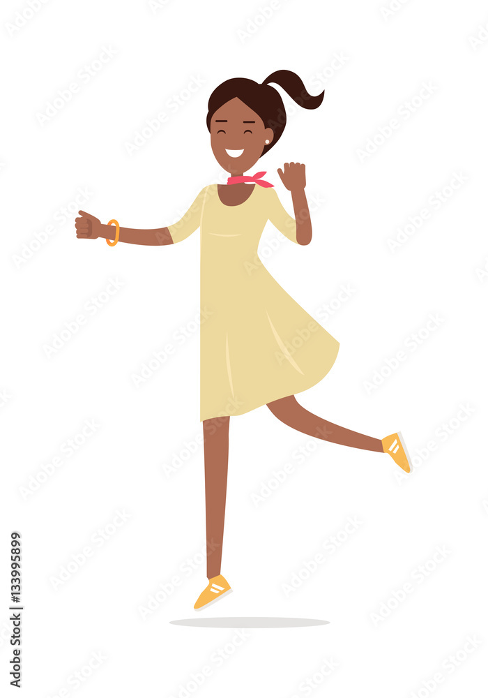Beautiful Happy Woman Flat Vector Illustration Beautiful Happy Woman Flat Vector Illustration