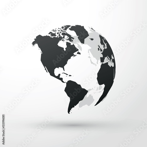 World globe north, central and south america