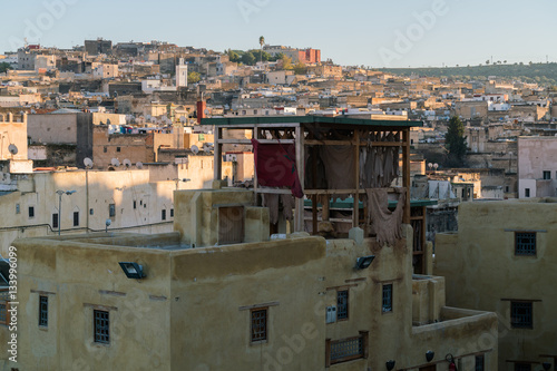 Aerial view over the medina in Fes, Morocco. 