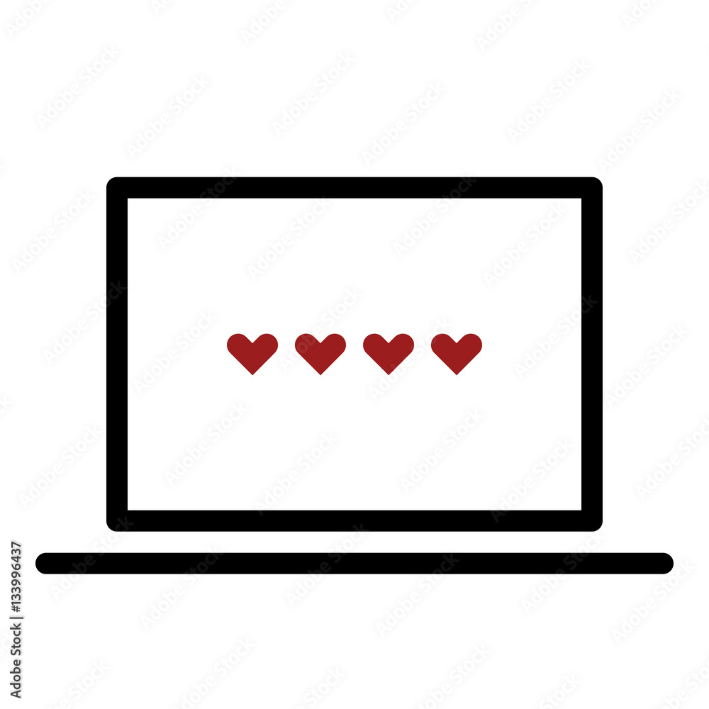 Online user rating icon - Flat design, glyph style icon - Red enclosed in a computer Online user rating icon - Flat design, glyph style icon - Red enclosed in a computer