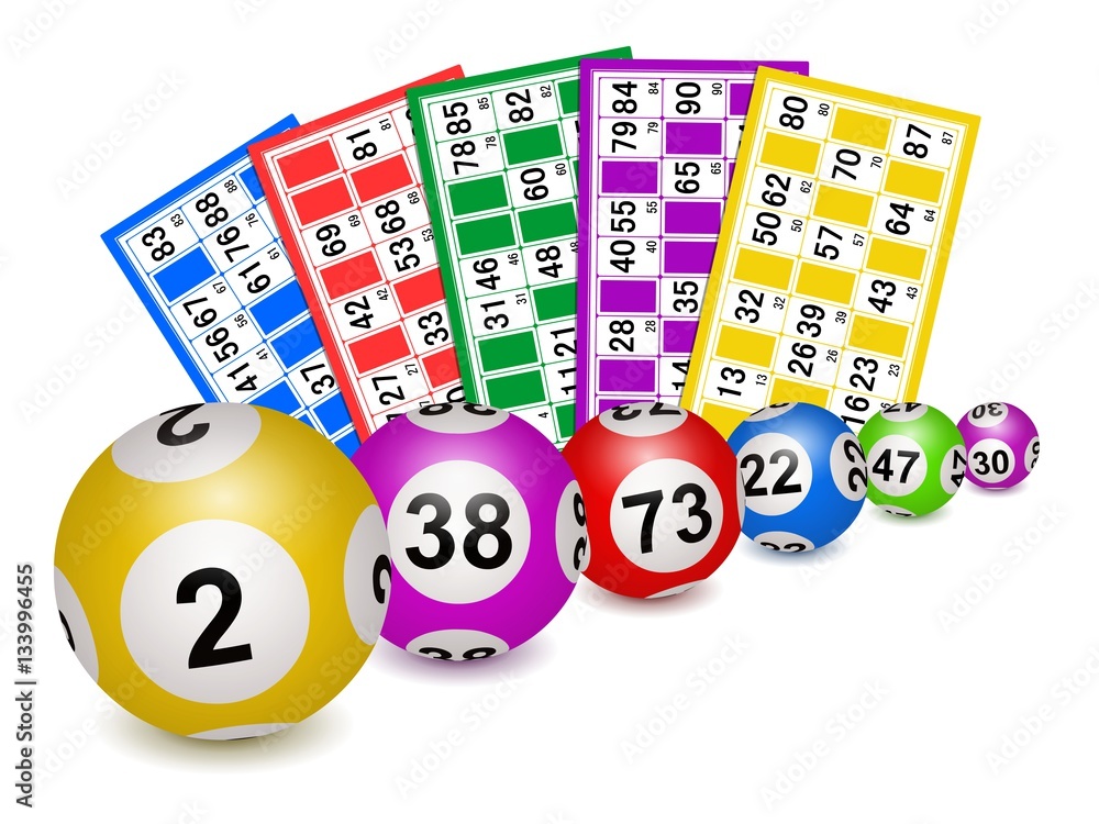 Bingo, loto. Rangée de boules et cartes Stock Illustration