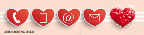 Low Poly Heart Contact Icons Header