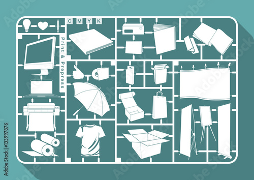 model kit of publication, flat design