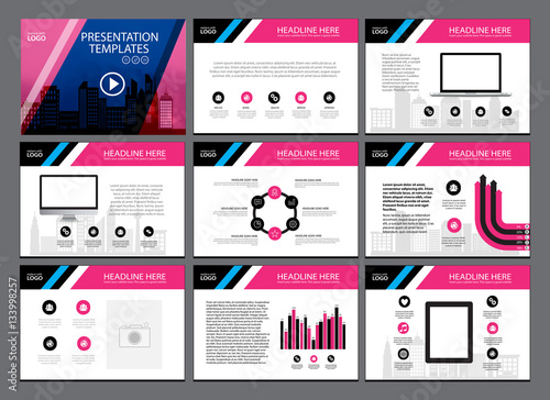 Business Template design set Presentation and brochure Annual report, flyer page with infographic element.