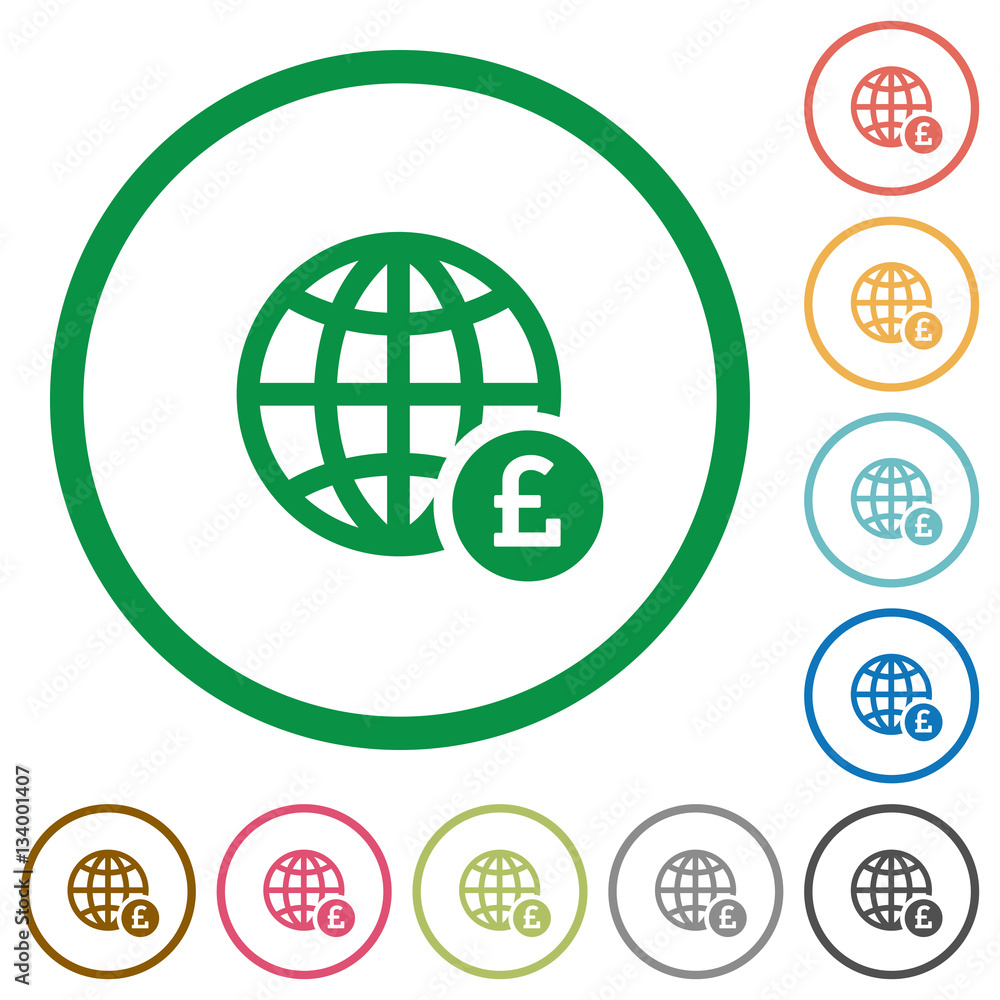 Online Pound payment flat icons with outlines Online Pound payment flat icons with outlines
