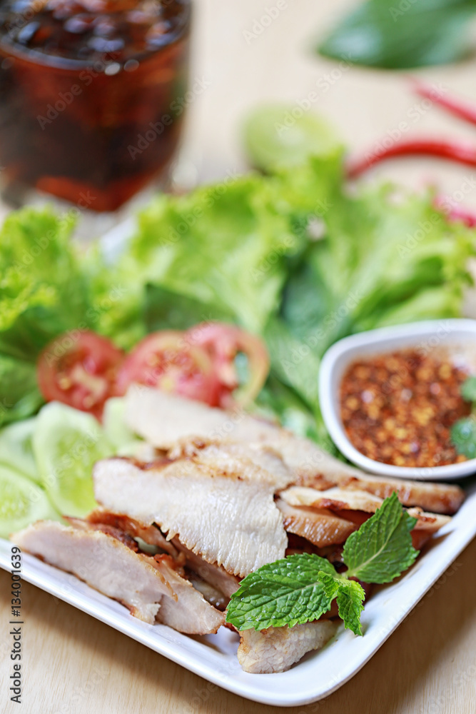 Roasted pork of Thai foods style. Roasted pork of Thai foods style.