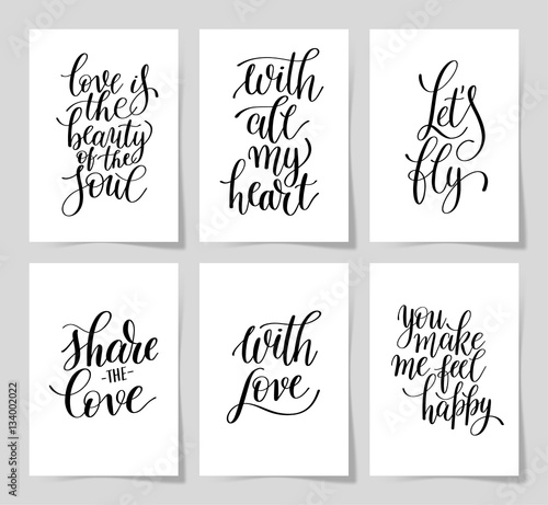 6 hand written lettering positive quote about love