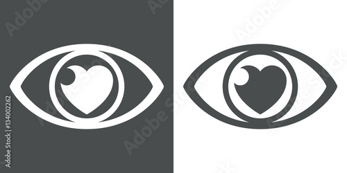Icono plano ojo con corazon gris y blanco
