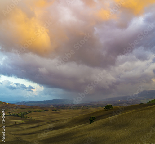 storm passing over the valley in Tuscany