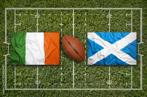 Wallpaper Mural Ireland vs. Scotland..Ireland vs. Scotland flags on rugby field Torontodigital.ca