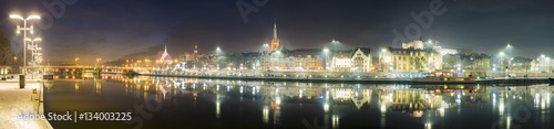 Night panorama of Old Town in Szczecin (Stettin) City,Poland