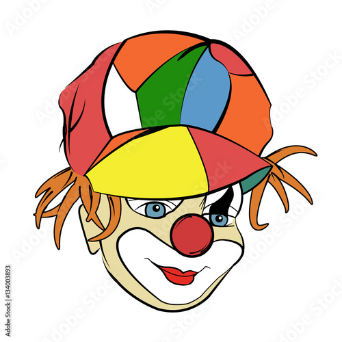 Zeichnung von bunte Clown Gesicht f  r Karneval oder Fastnacht Ferien.