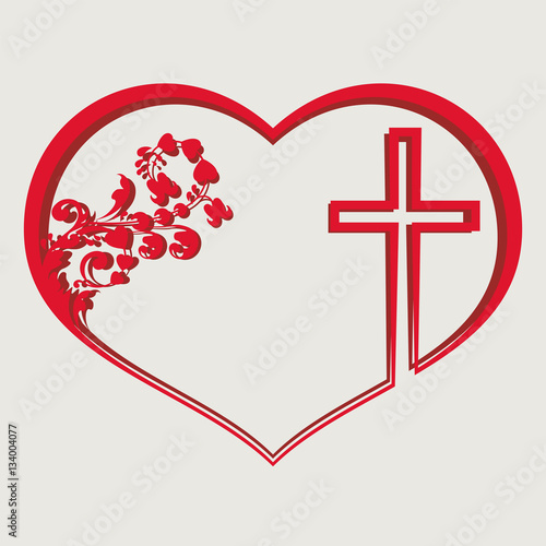 Silhouette of heart with a cross