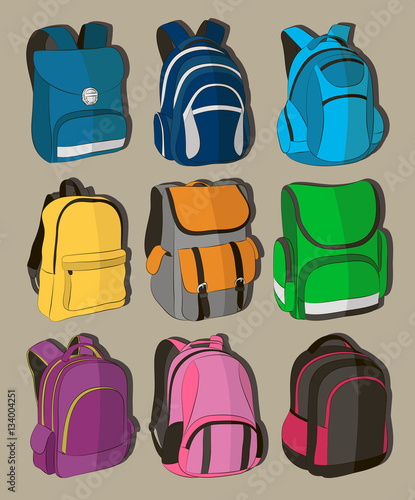 Colored school backpacks set