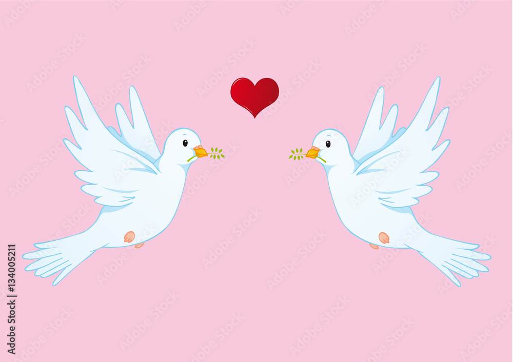 Peace Doves Greeting card with heart Peace Doves Greeting card with heart