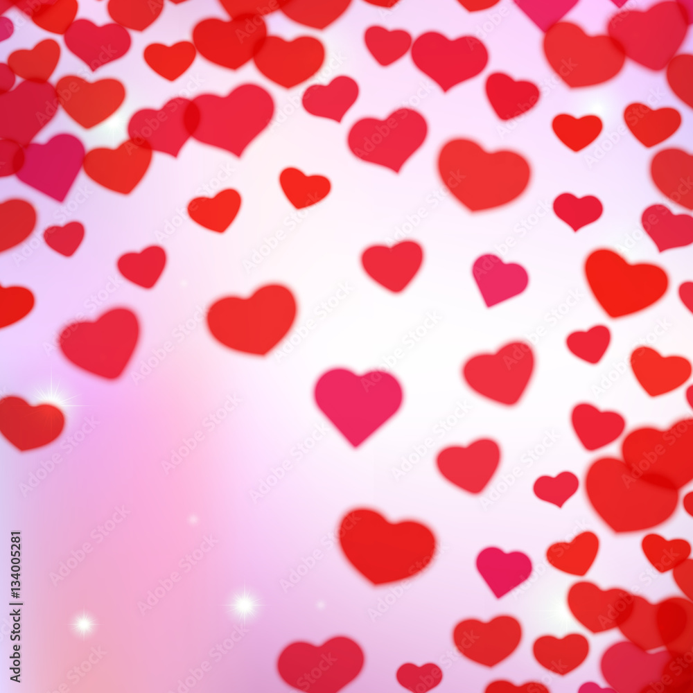 Valentines Day background with scattered blurred tender hearts Valentines Day background with scattered blurred tender hearts