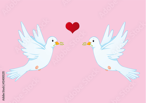 Peace Doves Greeting card with heart
