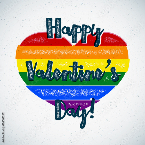 Rainbow gay themed Valentines Day card with shifted colors