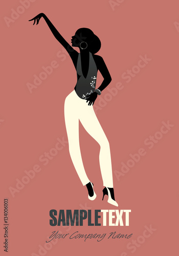 Woman silhouette dancing jazz or latin music. Vector illustration