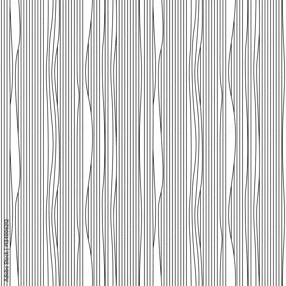 Abstract vector seamless moire pattern with waving curling lines. Monochrome graphic black and white ornament. Striped repeating texture. Abstract vector seamless moire pattern with waving curling lines. Monochrome graphic black and white ornament. Striped repeating texture.