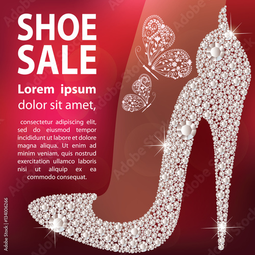 high heels shoe, made with diamonds