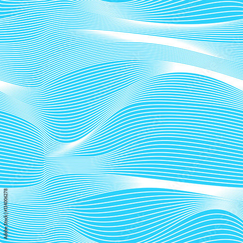 Abstract vector seamless moire pattern with waving curling lines
