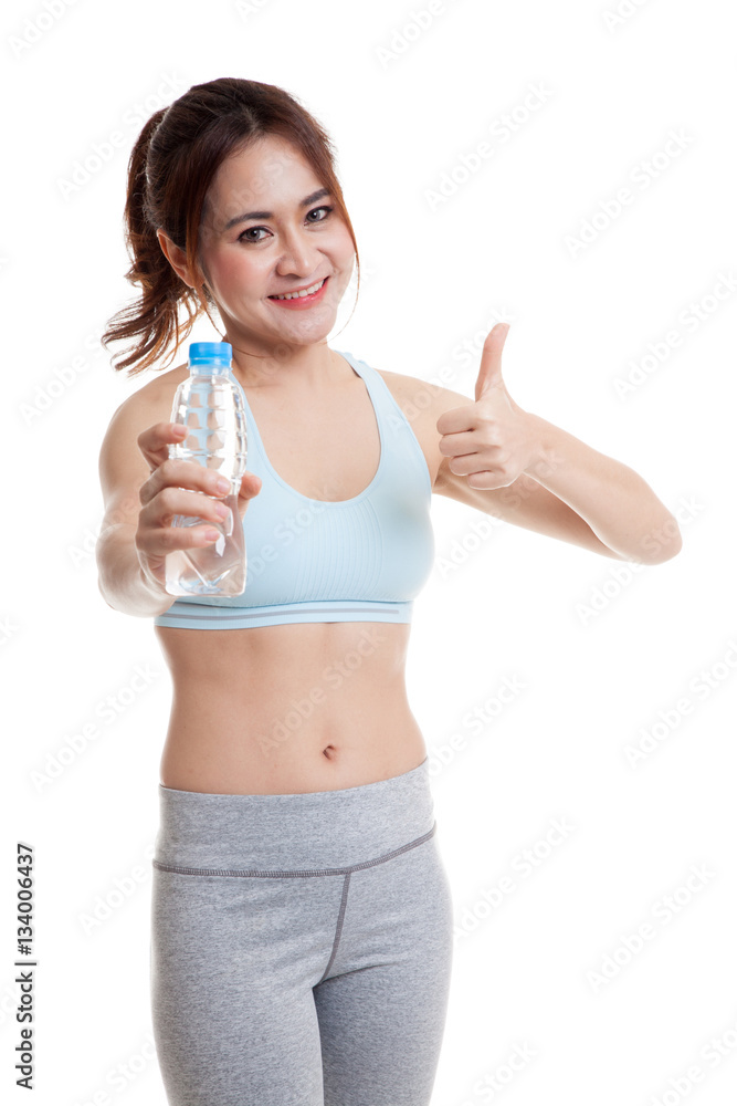 Beautiful Asian healthy girl with bottle of drinking water. Beautiful Asian healthy girl with bottle of drinking water.