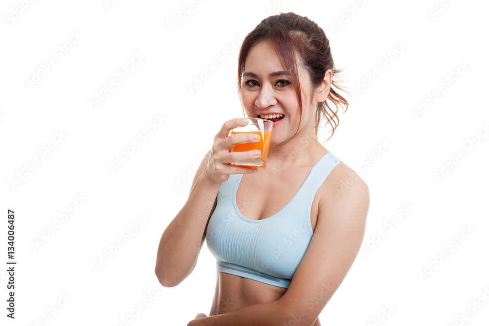 Beautiful Asian healthy girl drinking orange juice. Beautiful Asian healthy girl drinking orange juice.