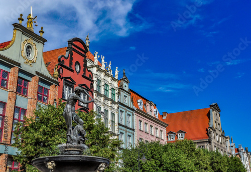 Fountain of Neptune, old town in Gdansk, Poland 