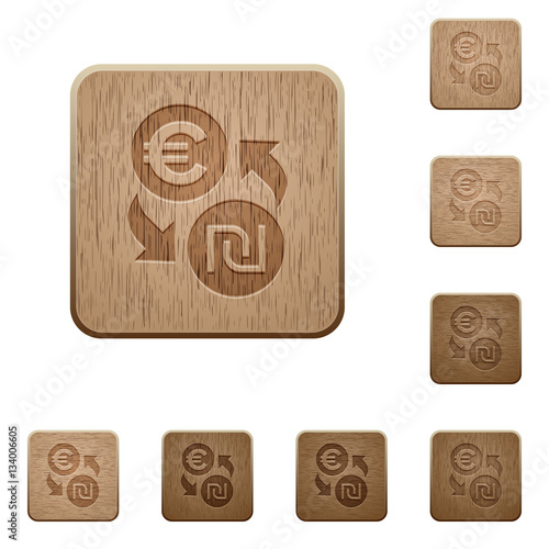Euro new Shekel money exchange wooden buttons