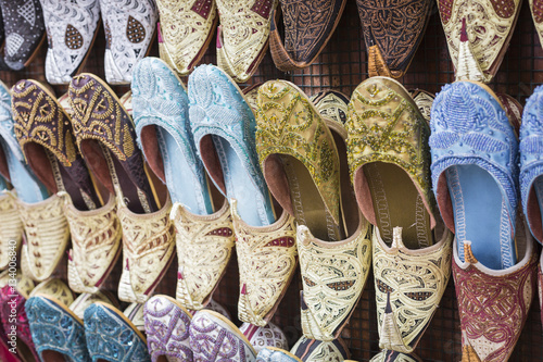 Shoes in arabian style, market of Dubai photo