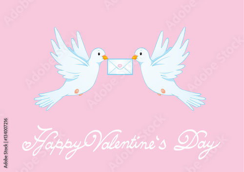 Happy Valentine's Day Peace Doves Greeting card with lettering