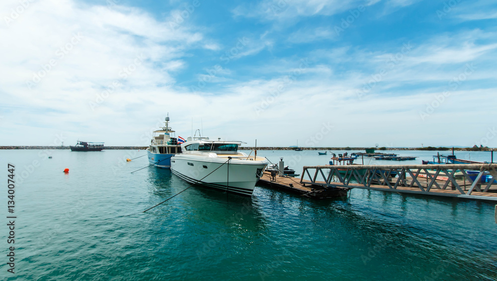 Luxury yacht in Thailand harbor