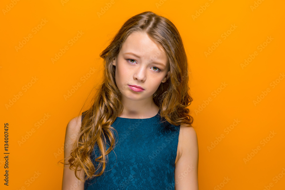 The face of sad teen girl