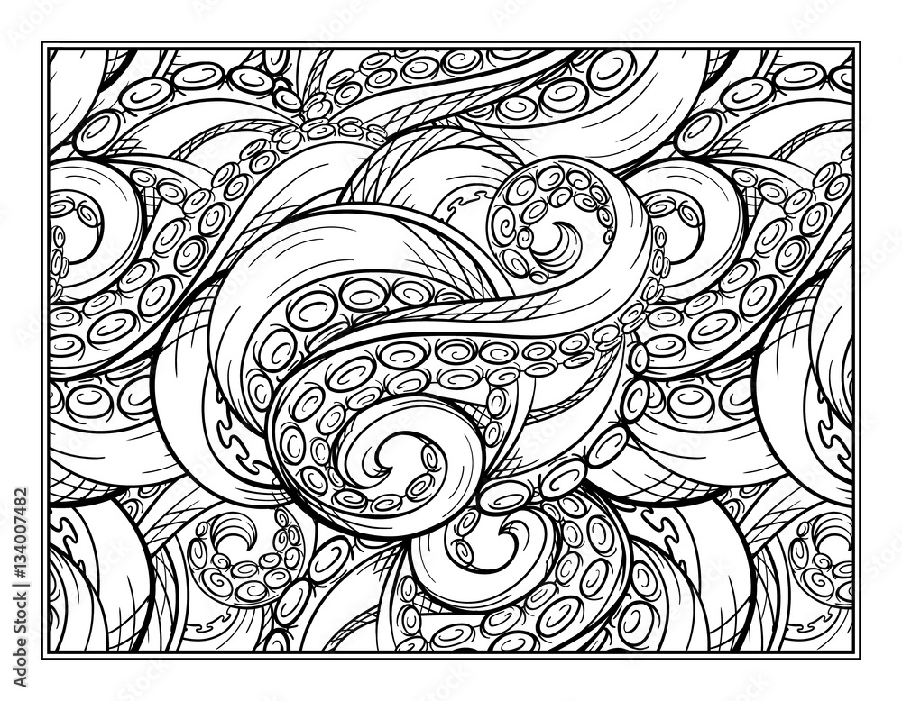 Octopus tentacles coloring page Stock Vector | Adobe Stock