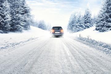 winter car and snow road 