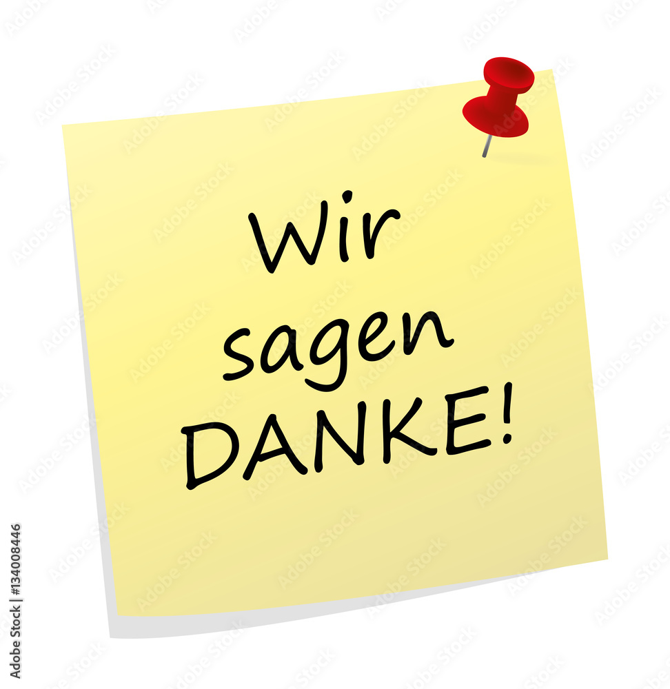 Wir sagen DANKE - gelber Klebezettel Stock Vector | Adobe Stock