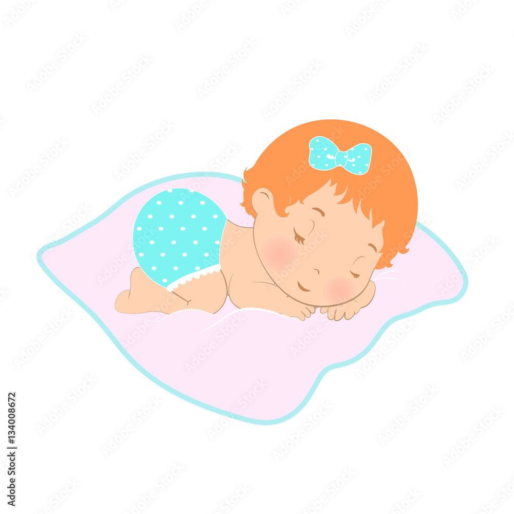baby Sleep logo icon. sweet girl sleeping in the diaper. newborn on a white background, vector illustration. cute illustration of children's sleep baby Sleep logo icon. sweet girl sleeping in the diaper. newborn on a white background, vector illustration. cute illustration of children's sleep