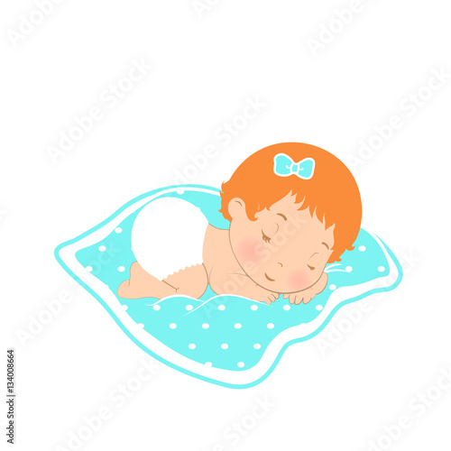 baby Sleep logo icon. sweet girl sleeping in the diaper. newborn on a white background, vector illustration. cute illustration of children's sleep