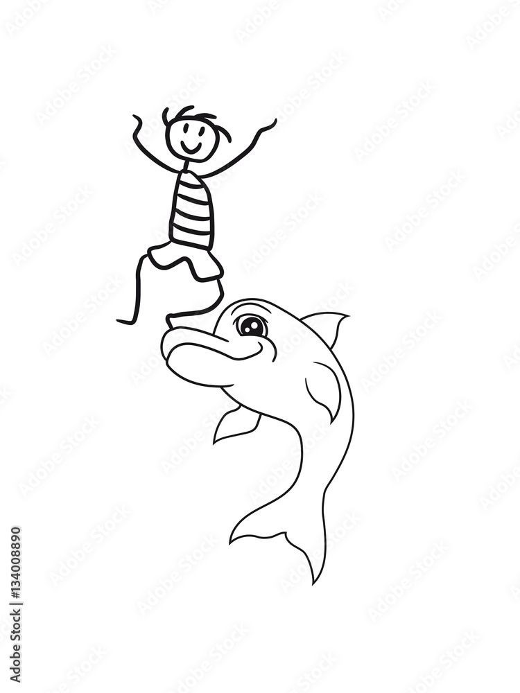 Fototapeta premium Young child balancing stunt trick jumping delfin cool design cute cute fun