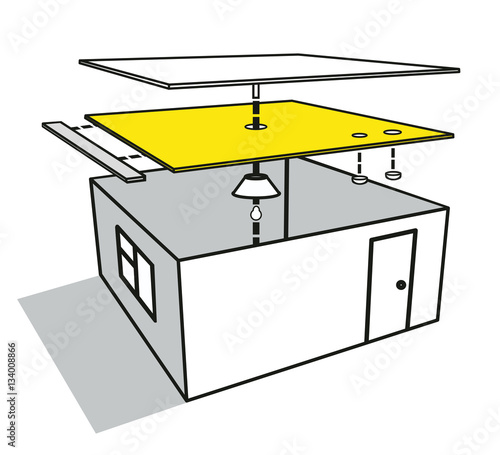 House with stretch ceiling