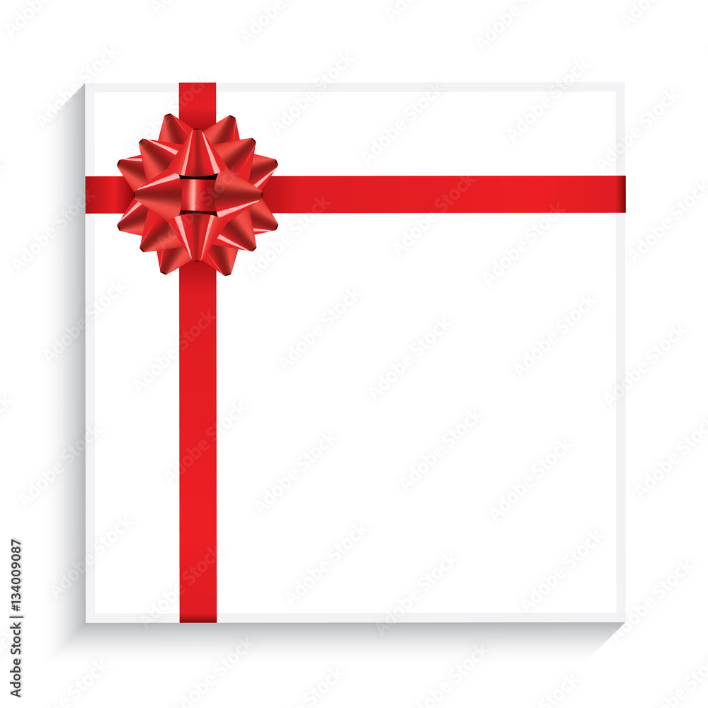 Gift Box with Red Bow, Ribbon and Copy Space. Gift Box with Red Bow, Ribbon and Copy Space.