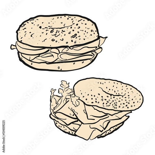 Zwei Bagel belegt, Illustration