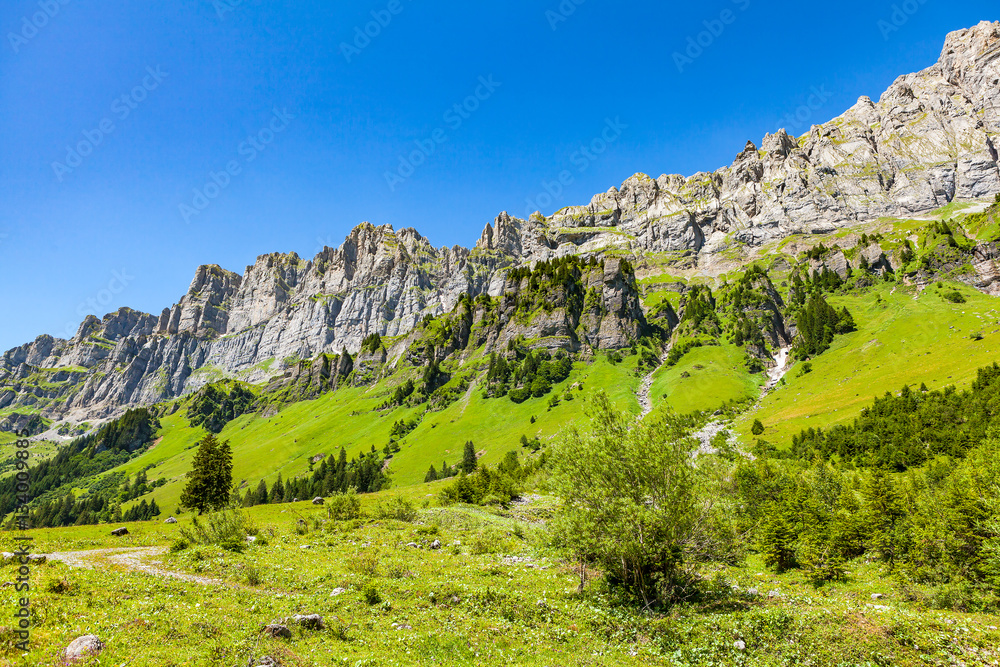 panoramic from klausenpass mountains