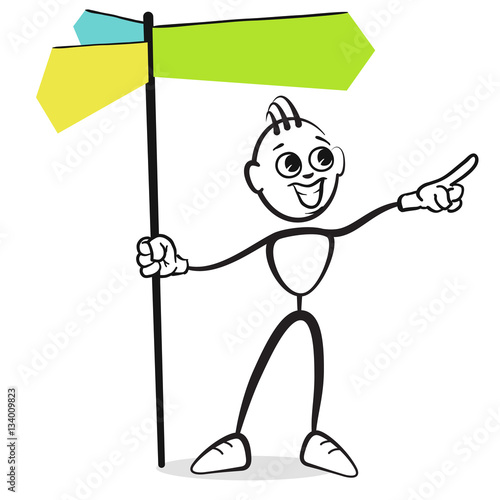 Strichmännchen Serie Emotionen - Straßenschild beschriftbar