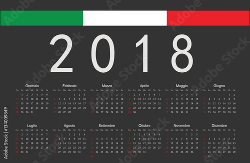 Italian black 2018 year vector calendar