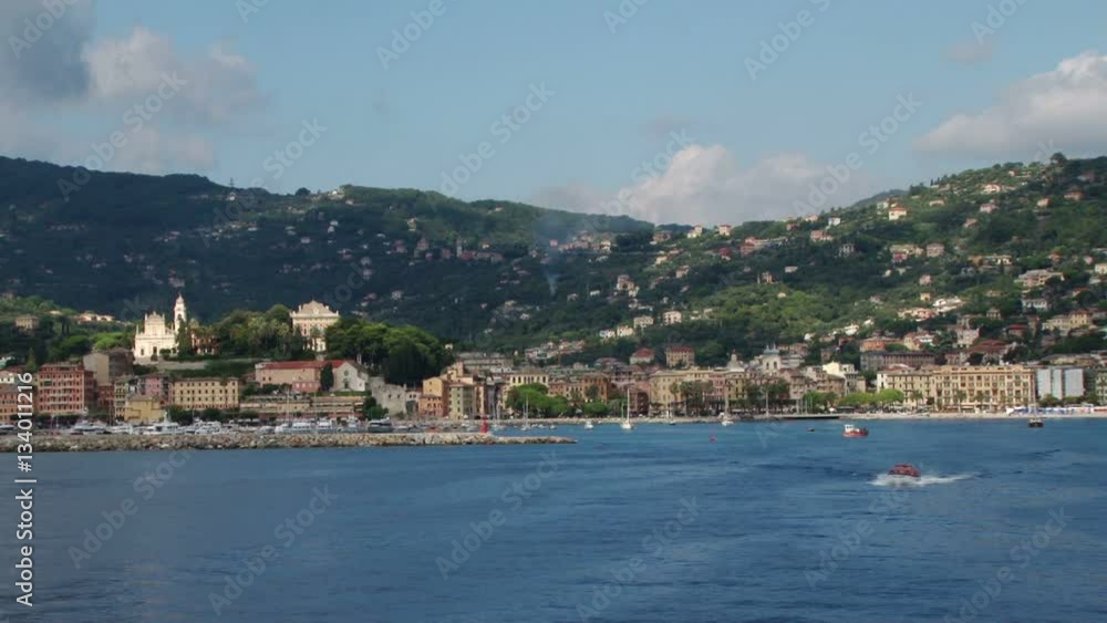 View of Santa Margherita from an anchored cruse ship. Italy View of Santa Margherita from an anchored cruse ship. Italy