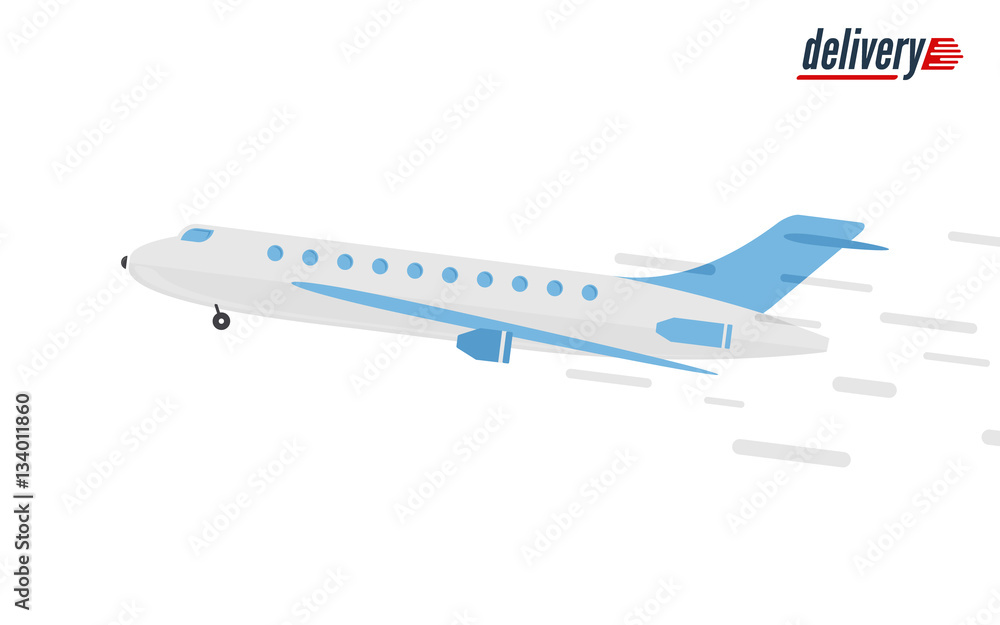 Aircraft isolated on white background. Public transport design. Fast delivery icon shipping plane - vector illustration.