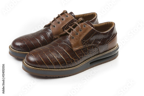 Brown leather shoes.clipping path