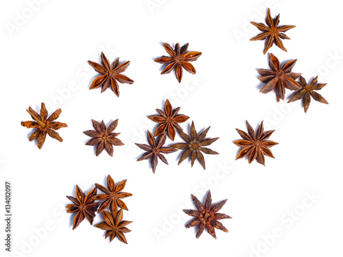Star anise (dried Ilicium fruit), top view, paths